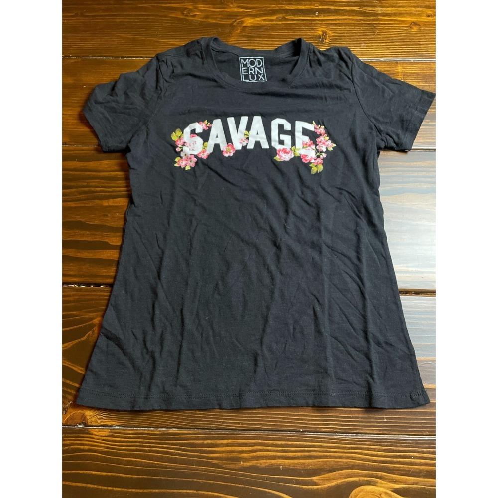 MODERNLUX Shirt, Women's Size Large, Black, Floral, SAVAGE